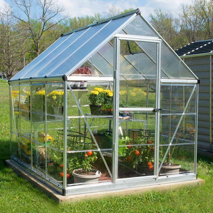 Hybrid Aluminium Frame 6x8 Silver Polycarbonate Greenhouse - Canopia By Palram