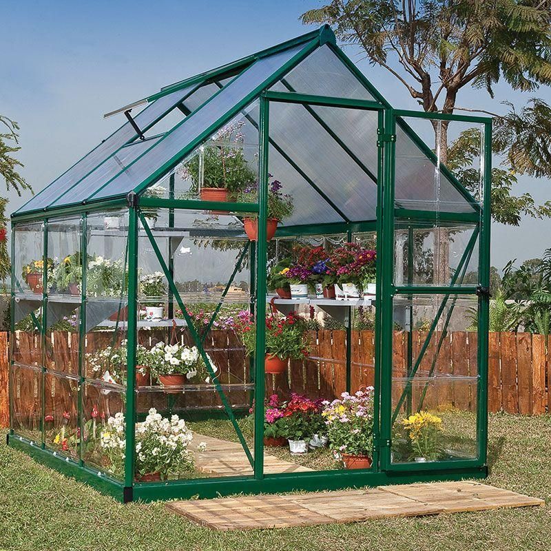 Hybrid Aluminium Frame 6x6 Green Polycarbonate Greenhouse - Canopia By Palram