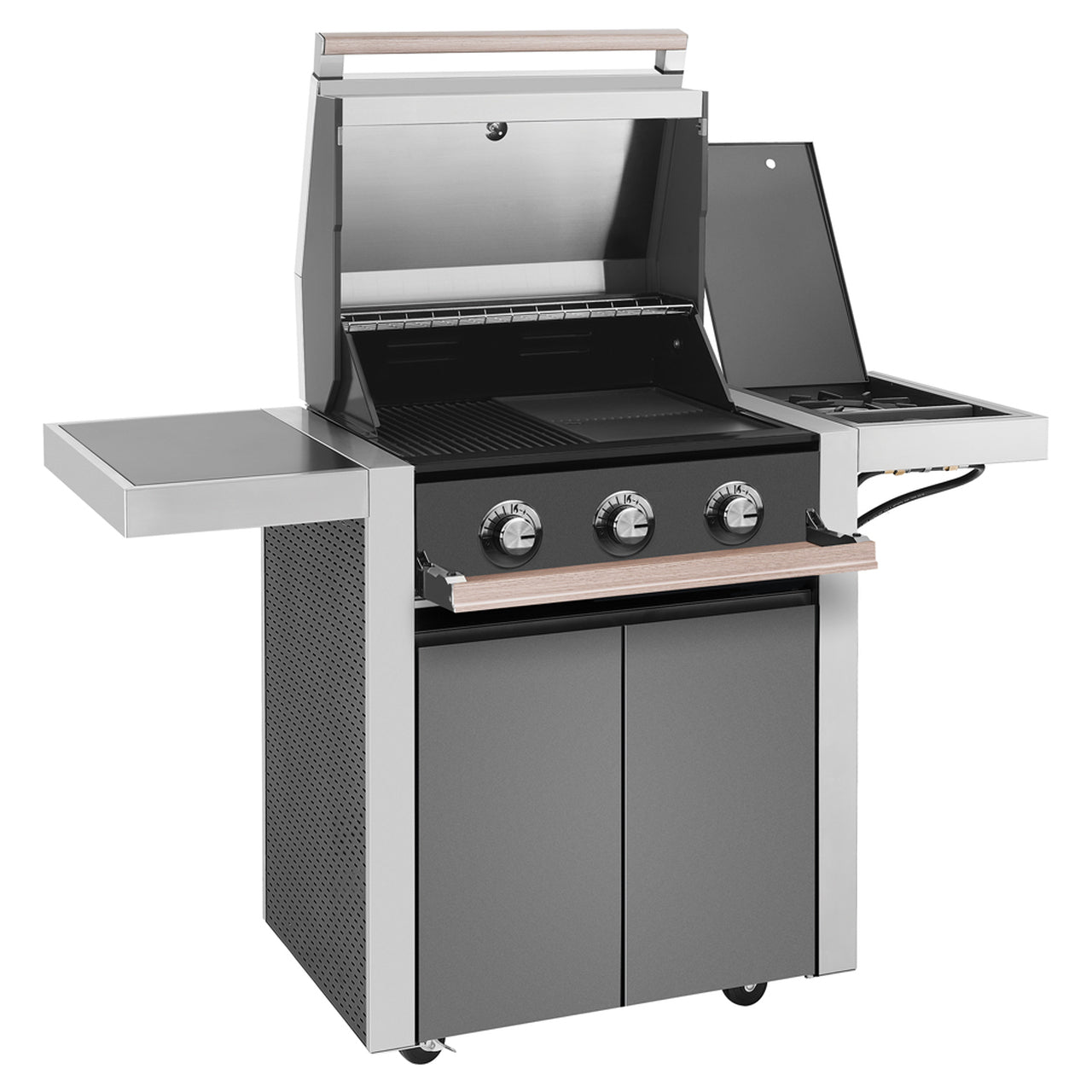 Beefeater 1500 Series 3 Burner Gas BBQ & Side Burner with Trolley