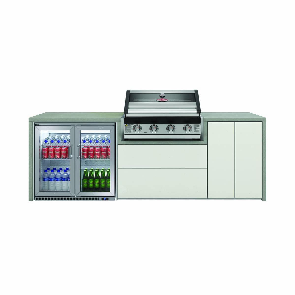 BeefEater Harmony 4 Burner Outdoor Kitchen Double Fridge Pack