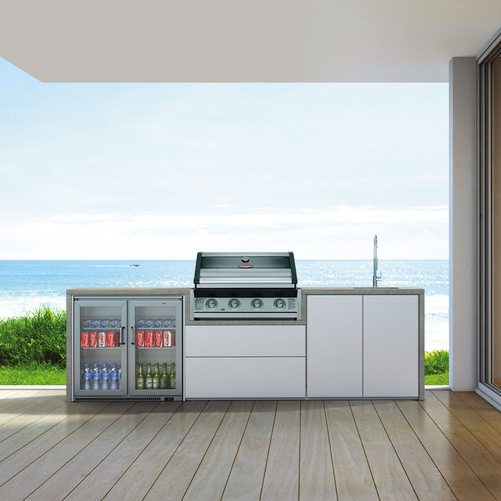 BeefEater Harmony Outdoor Kitchen with 1600S 4 Burner Gas BBQ, Double Fridge and Sink