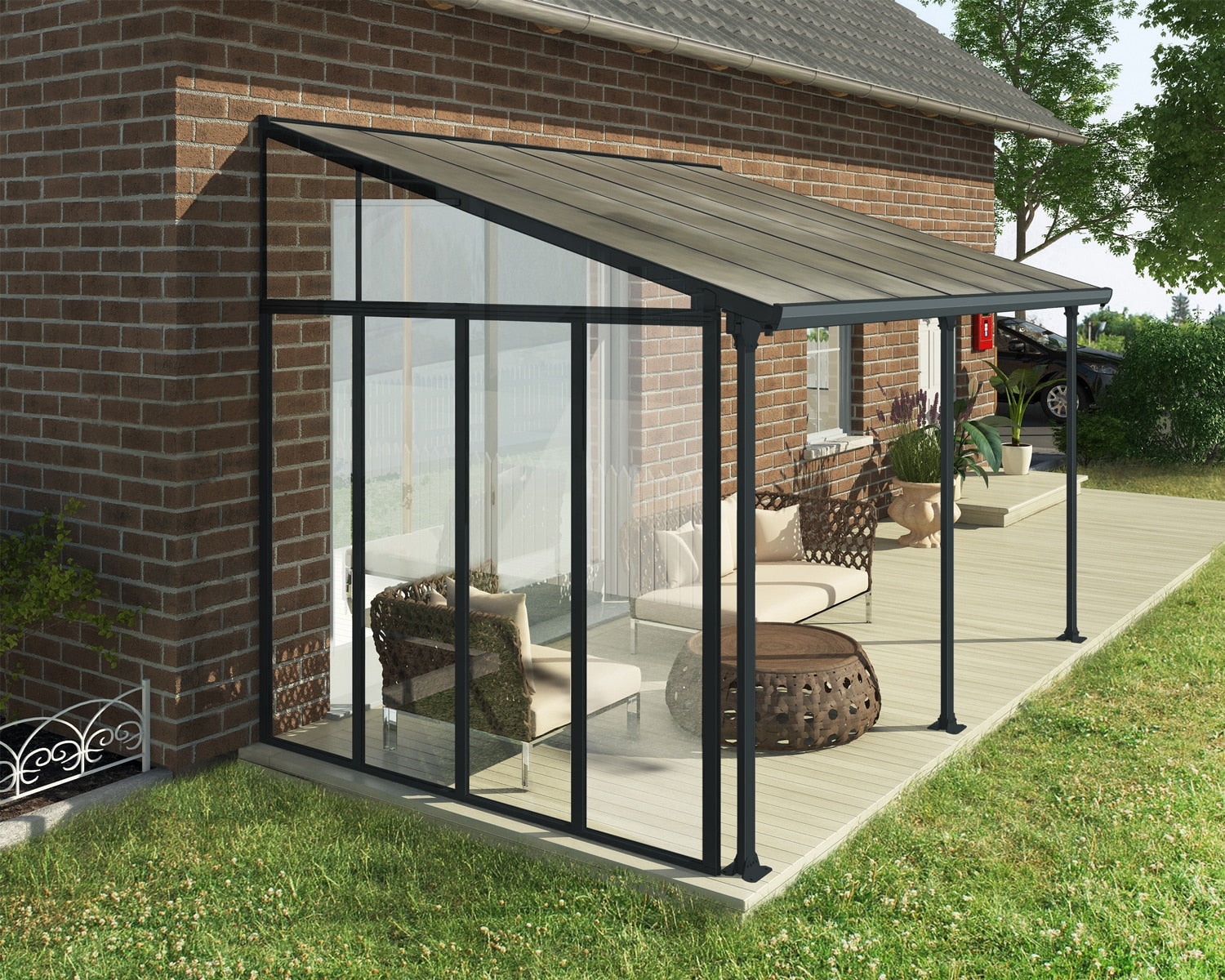 Canopia by Palram Aluminium Patio Cover Side Wall - Grey - 3m Option Compatibility