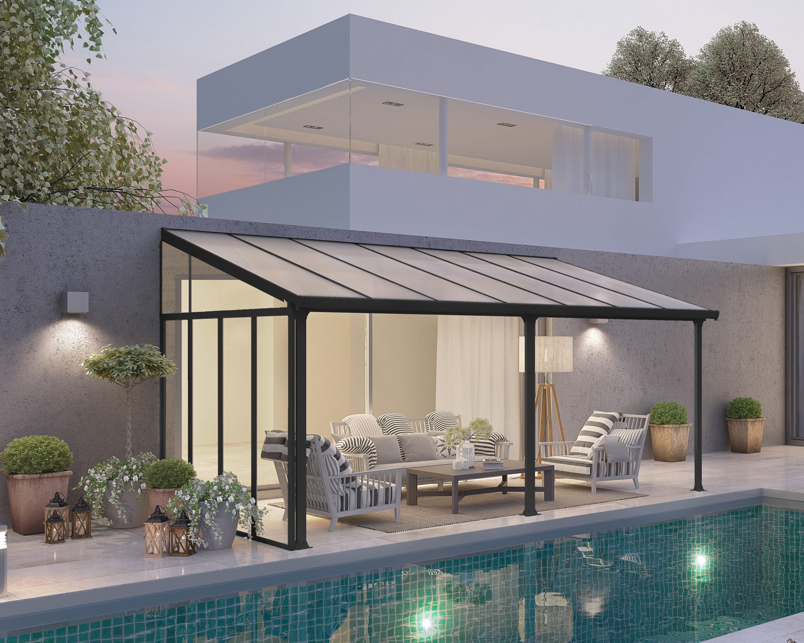 Canopia by Palram Aluminium Patio Cover Side Wall - Grey - 3m Option Compatibility