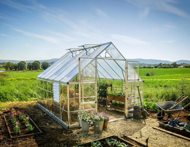 Balance Aluminium Frame 10ft x 16ft Polycarbonate Greenhouse Kit - Silver - Canopia by Palram