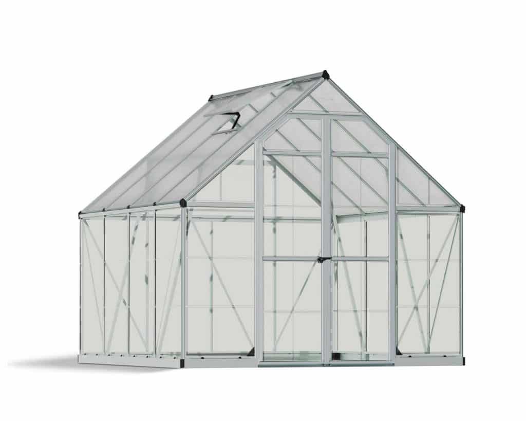 Balance Aluminium Frame 8ft x 8 ft Polycarbonate Greenhouse in Silver - Canopia by Palram