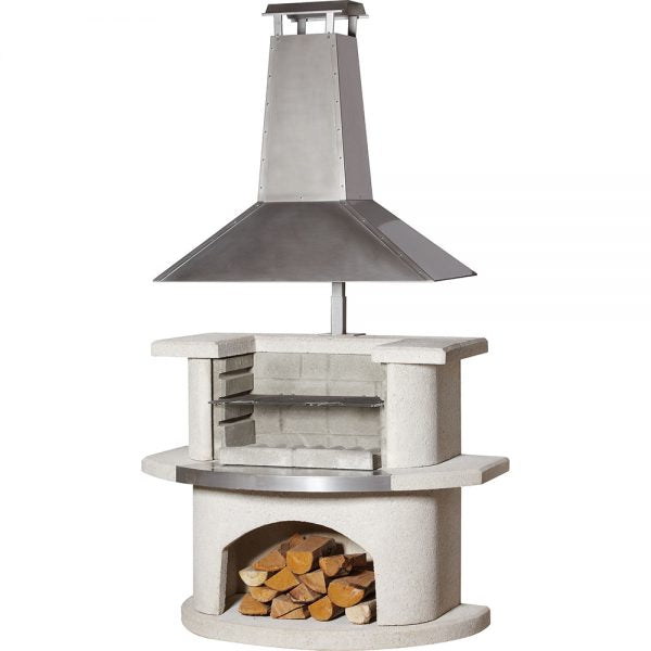Buschbeck Venedig Masonry Wood Fired BBQ with Stainless Steel Hood