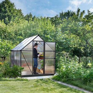 Mythos Aluminium Frame 6ft x 6ft Grey Polycarbonate Greenhouse - Canopia by Palram