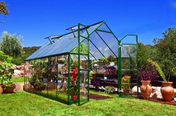 Balance Aluminium 8 x 12 ft Polycarbonate Greenhouse in Green - Canopia by Palram
