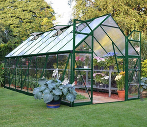 Balance Aluminium Frame 8ft x 16ft Polycarbonate Greenhouse in Green - Canopia by Palram