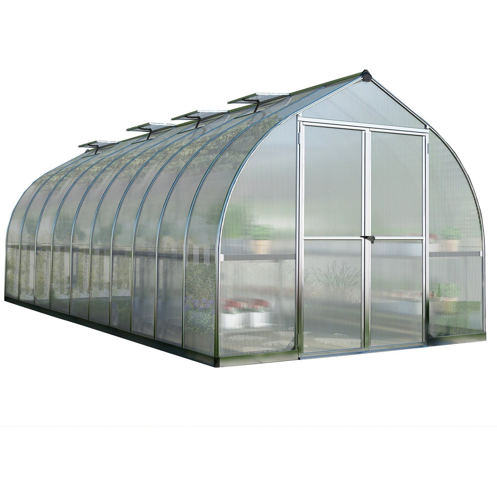 Bella Aluminium Frame 8ft x 20ft Polycarbonate Greenhouse in Silver - Canopia by Palram