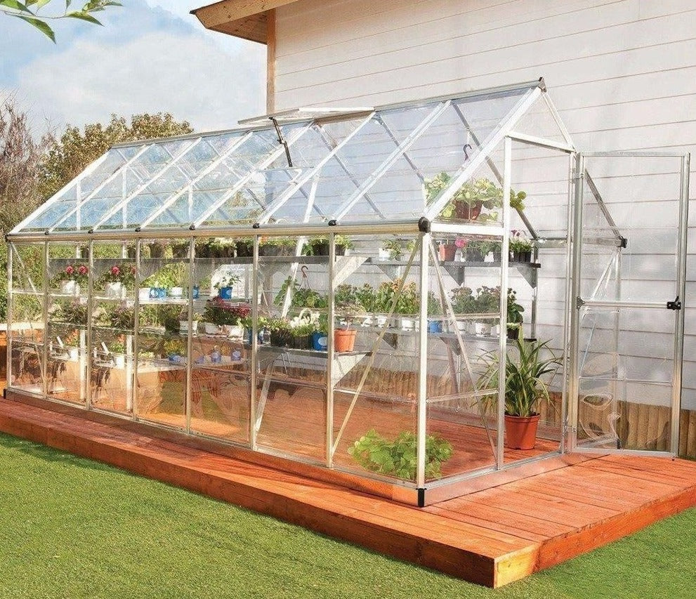 Harmony Aluminium Frame 6ft x 14ft Polycarbonate Greenhouse in Silver - Canopia by Palram