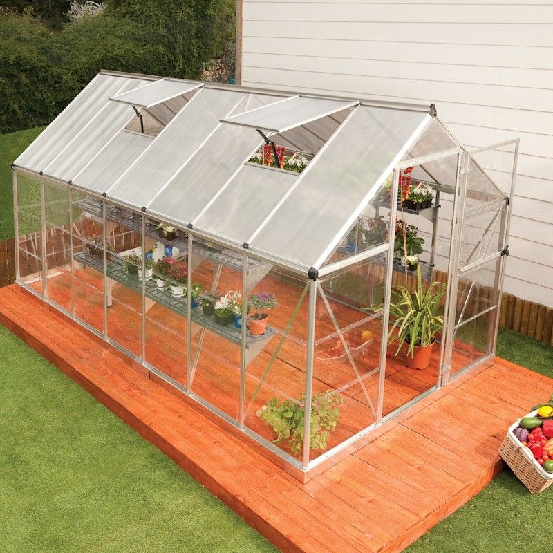 Hybrid Aluminium Frame 6x14 Polycarbonate Greenhouse - Silver - Canopia By Palram
