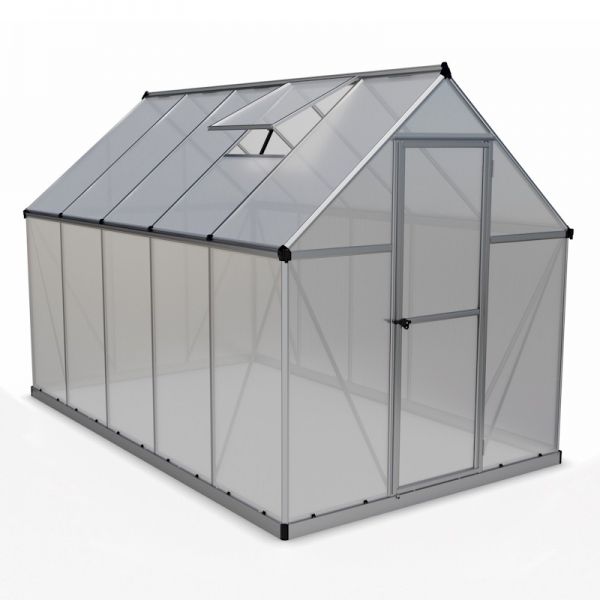 Palram Canopia Mythos 6x10 Silver Greenhouse With Twin Wall Panels ...