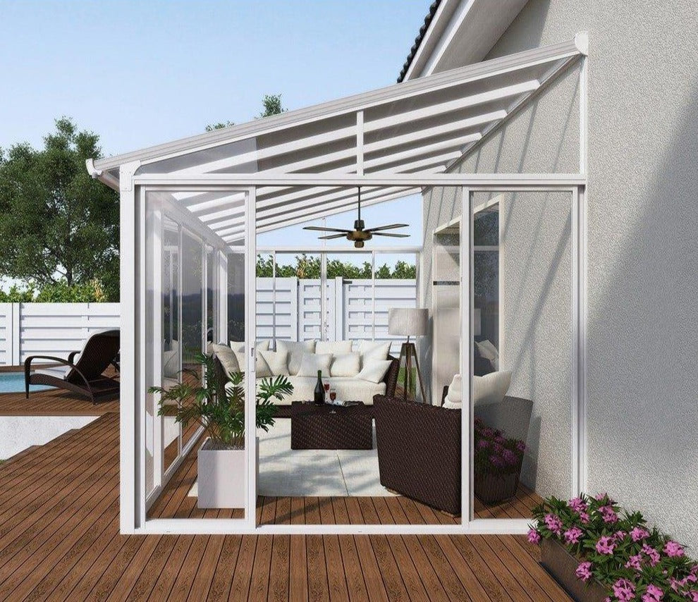 SanRemo 3m x 5.46m White Aluminium Patio Cover & Sun Room - Canopia by Palram