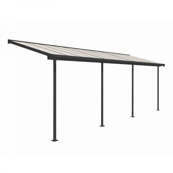 Sierra Aluminium 2.3m x 6.9m Grey Polycarbonate Patio Cover & Pergola - Canopia By Palram