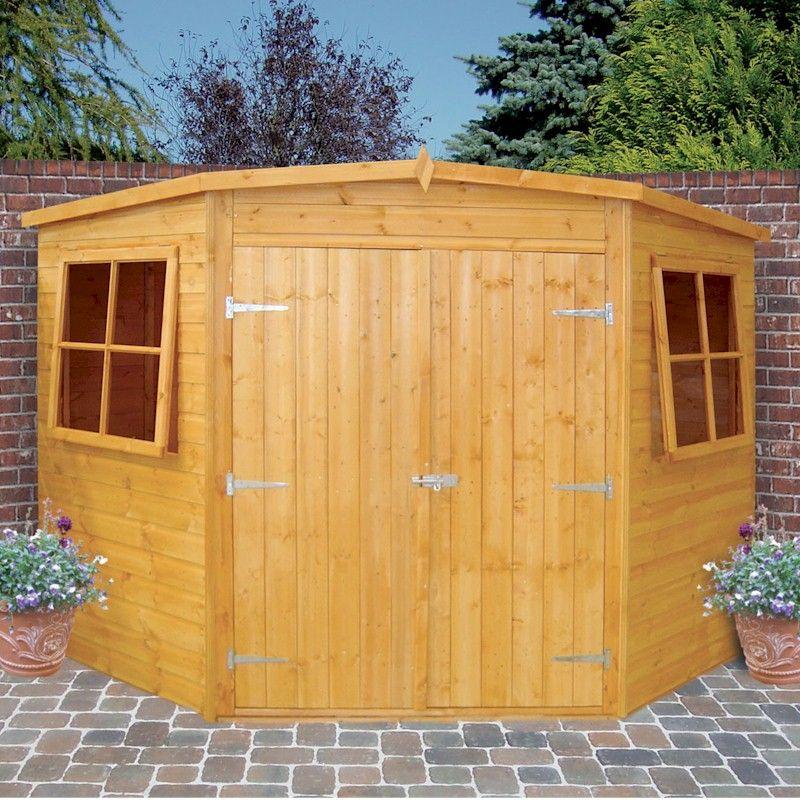 Shire 10x10 Premium Corner Flatpack Garden Shed with Double Doors