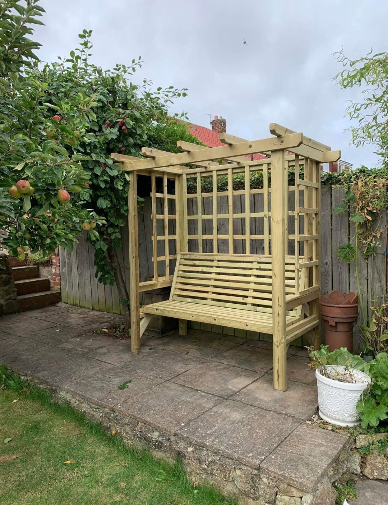 wooden garden arbours with seats