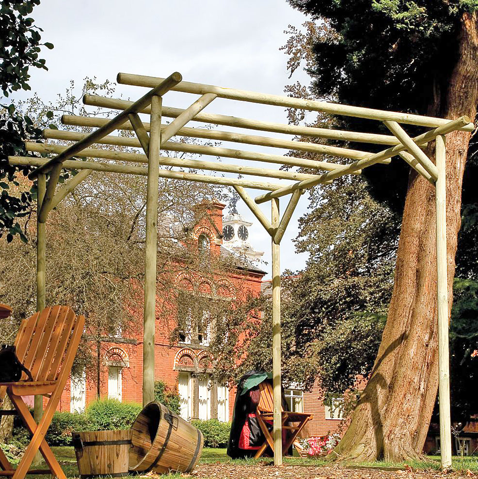 rustic timber wooden pergola