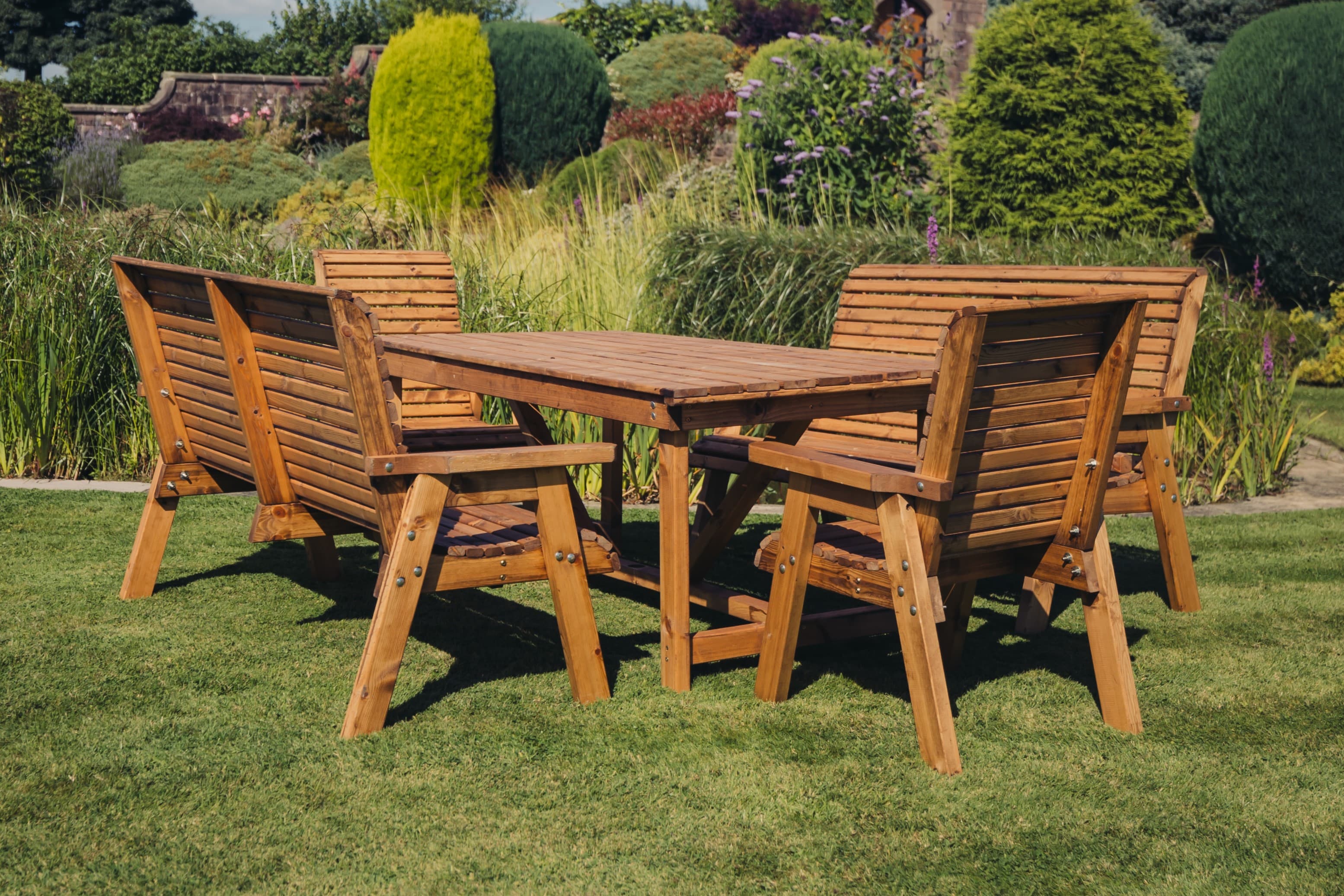 chunky wooden garden furniture sets