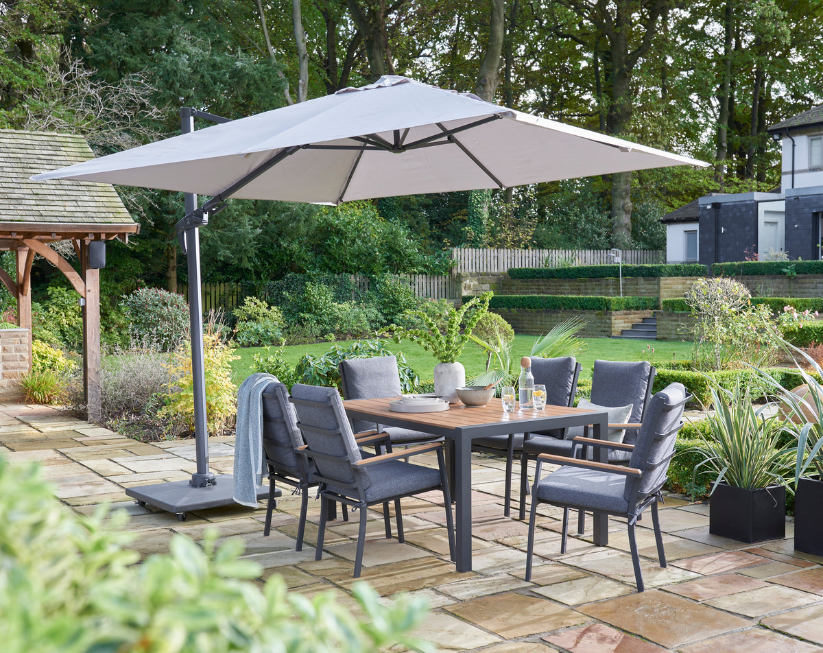 Easton 6 Seater Garden Dining Set - Aluminium Frame - Anthracite