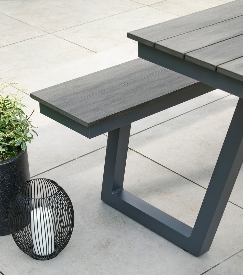 Heydon Grey Picnic Bench - Anthracite Frame - Dk Grey Polywood