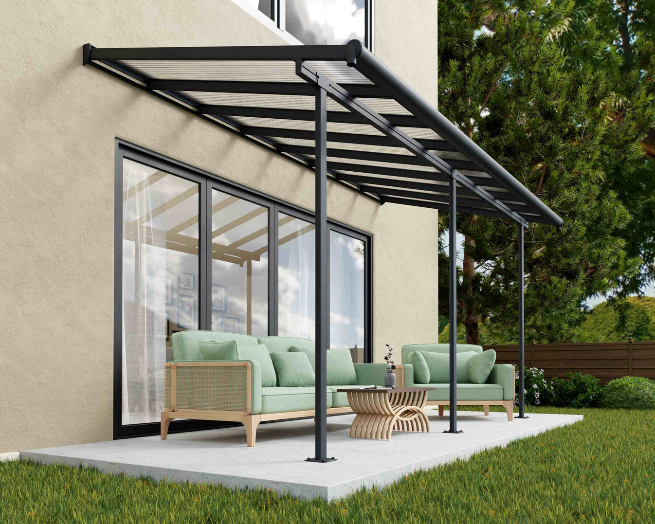 Sierra Aluminium 2.3m x 4.6m Grey Patio Cover