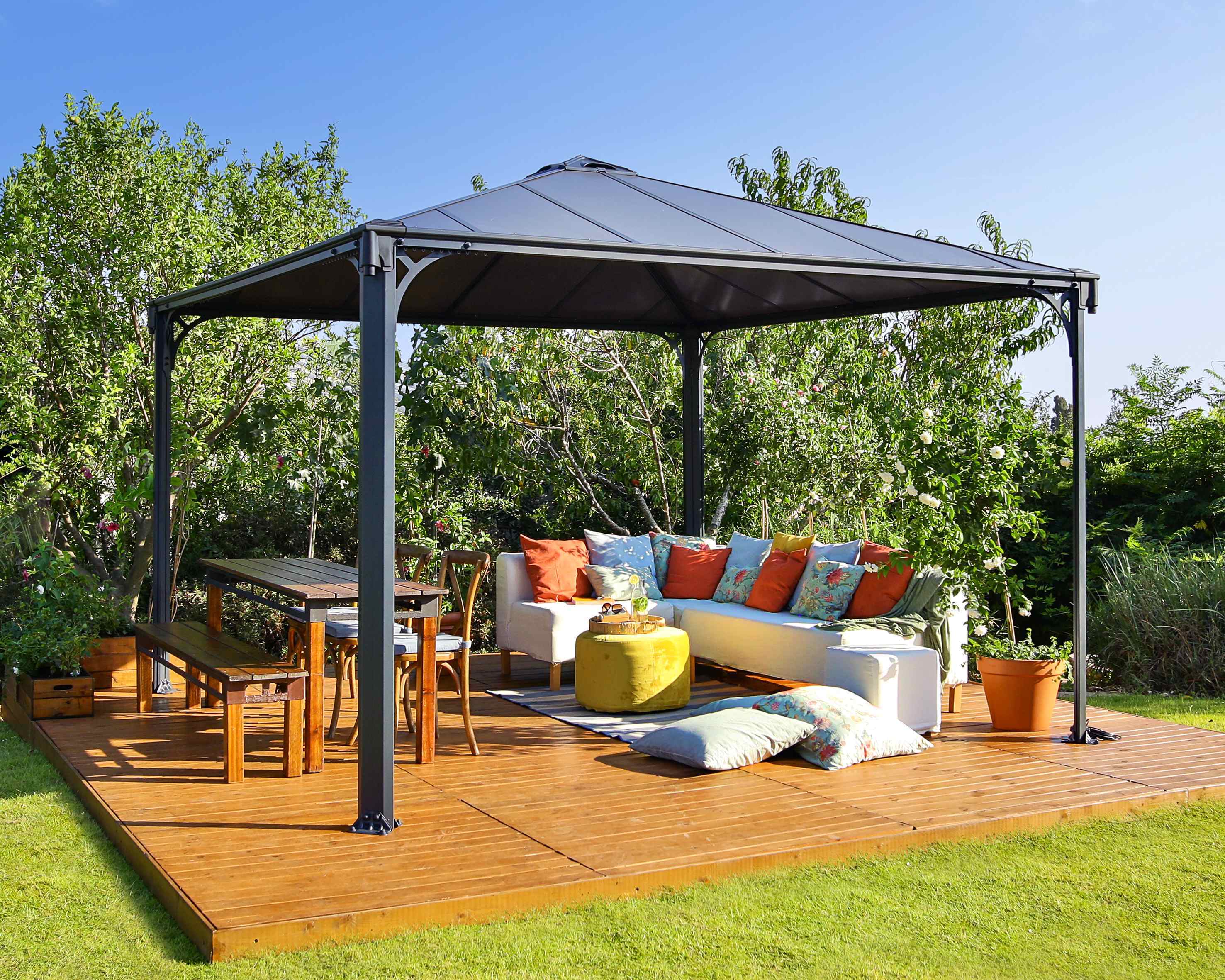 Palermo 3600 Aluminium Grey Gazebo & Pergola - Canopia by Palram