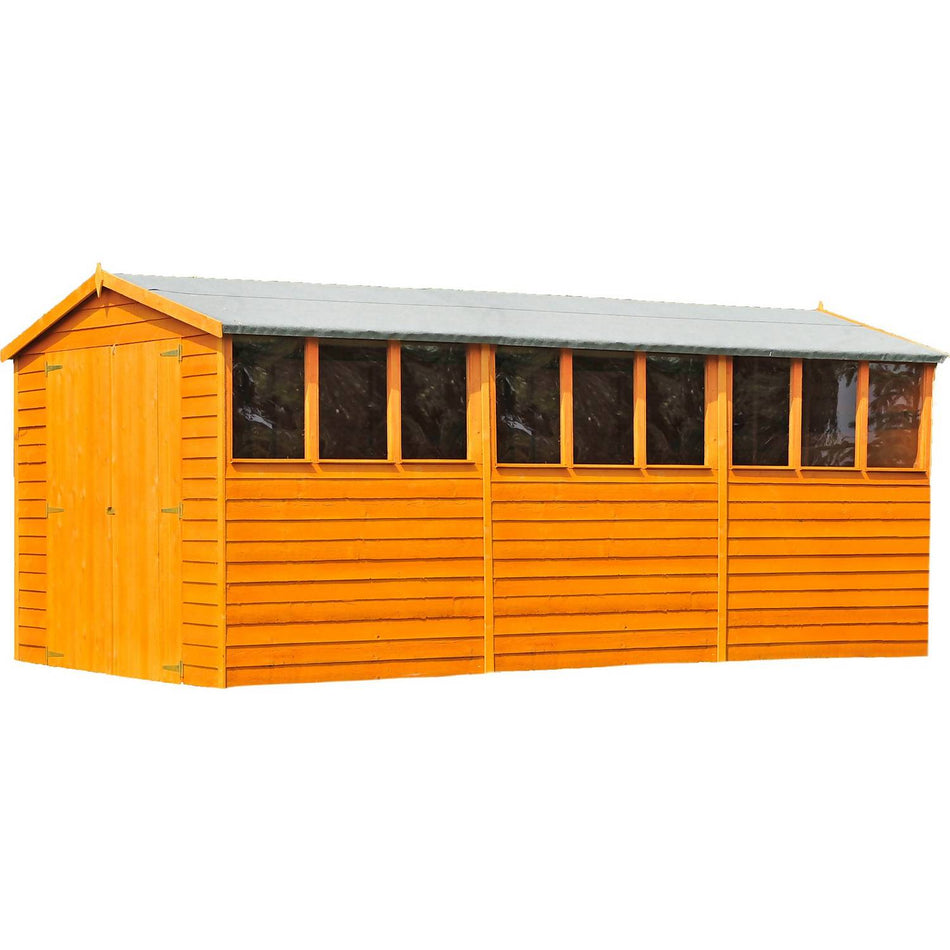Shire 10x15 Dip Treated Overlap Garden Shed with Double Doors