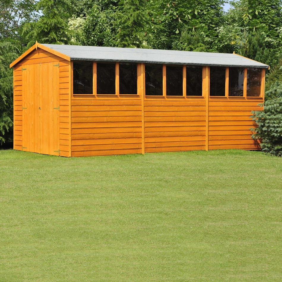 Shire 10x15 Dip Treated Overlap Garden Shed with Double Doors