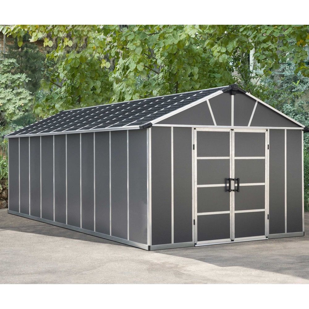 Yukon 11 x 21.3 Dark Grey Plastic Garden Apex Shed (no Floor) - Canopia by Palram