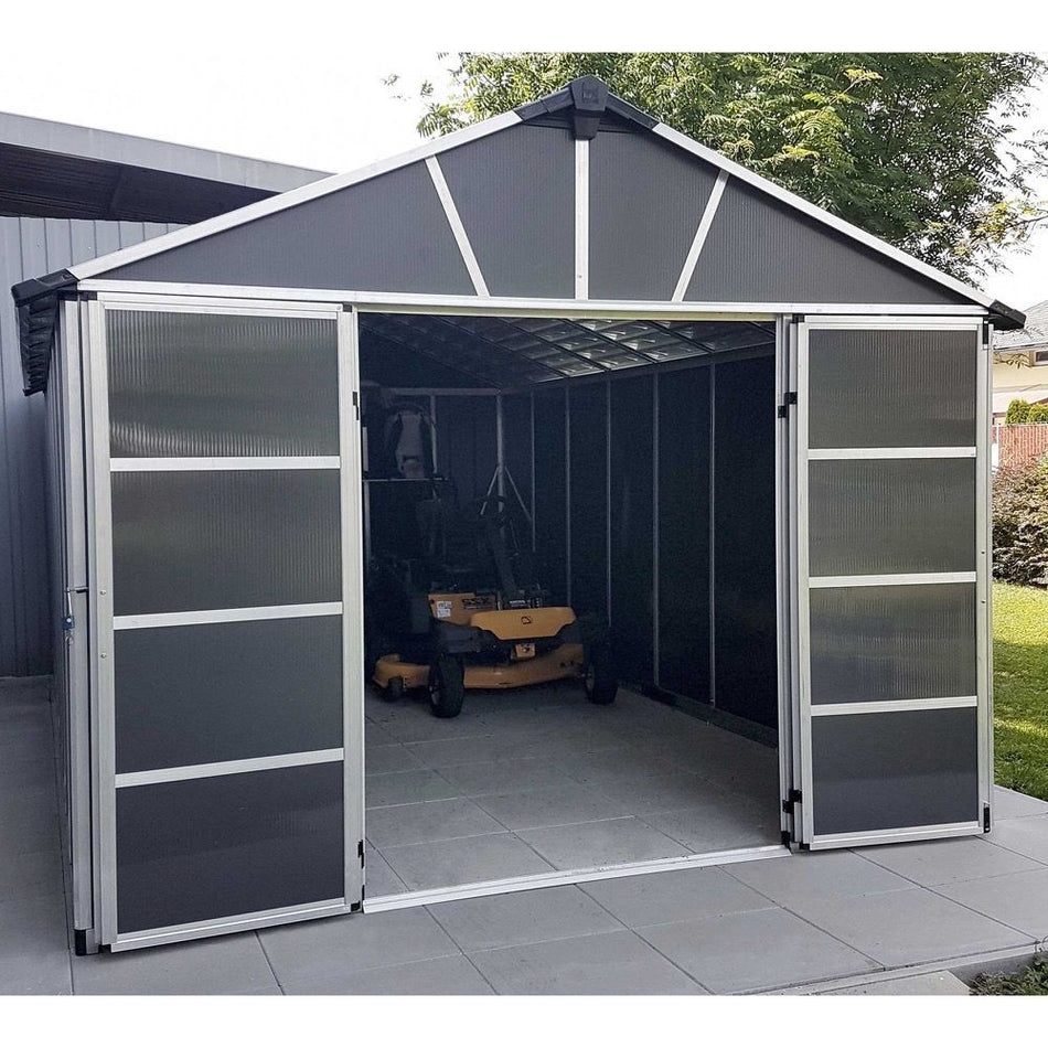 Yukon 11 x 21.3 Dark Grey Plastic Garden Apex Shed (includes Floor) - Canopia by Palram