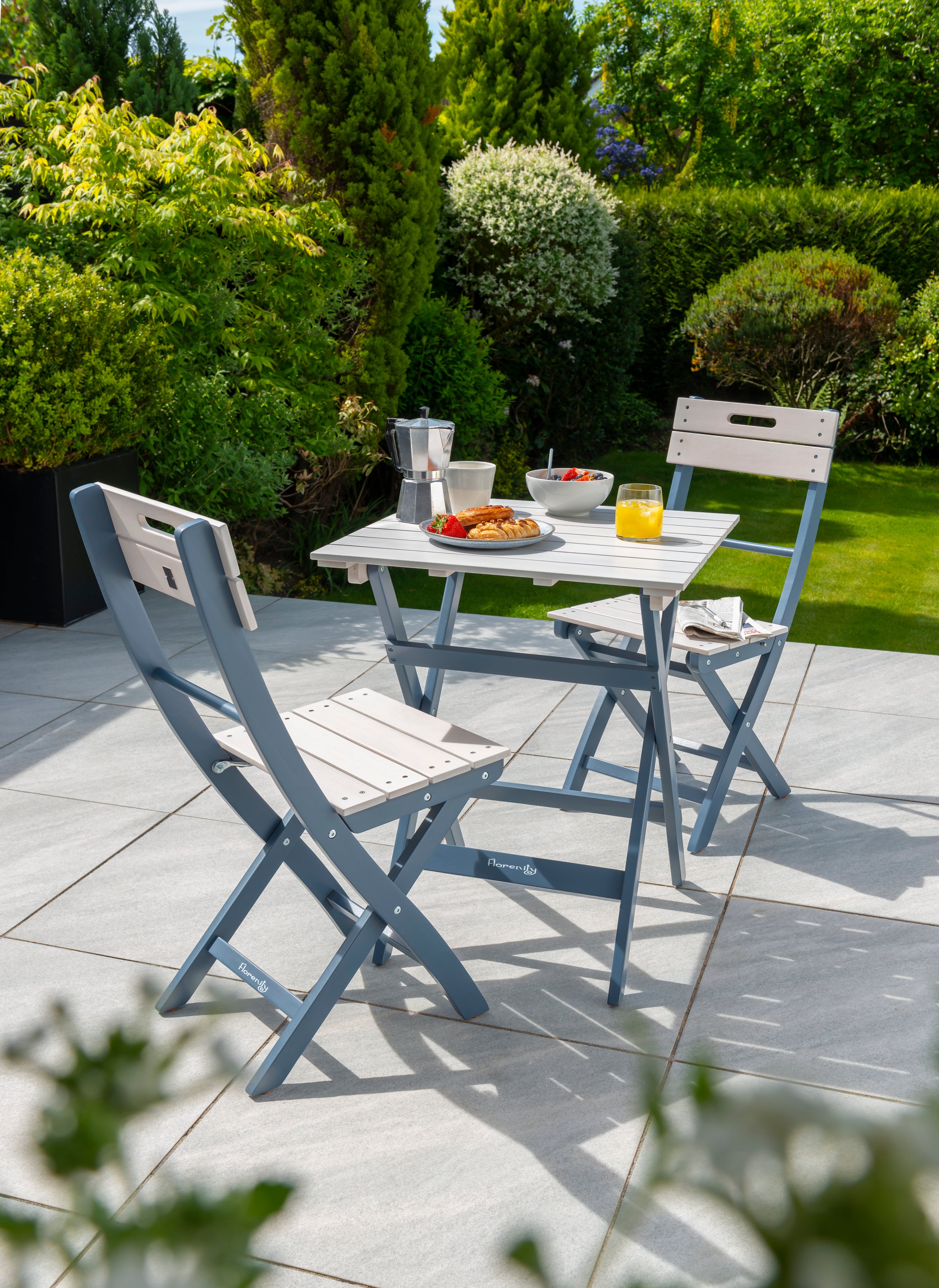 Galaxy Wooden Garden Bistro Set with Folding Chairs