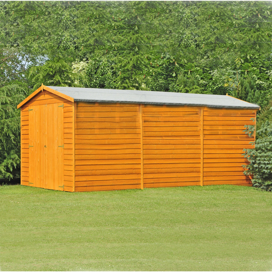 Shire 10x15 Dip Treated Overlap Garden Shed with Double Doors (No Windows)