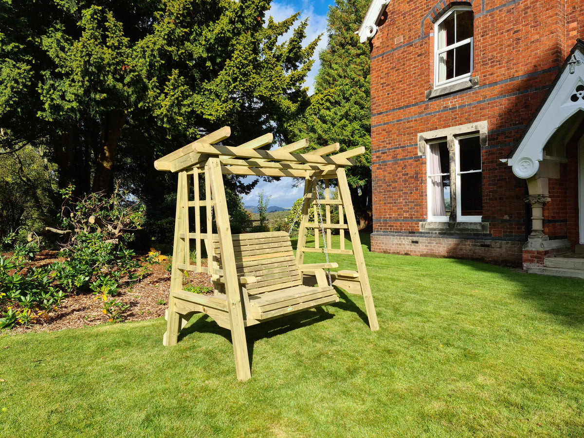 Pergola 2 Seater Chunky Wooden Garden Swing Seat - Churnet Valley