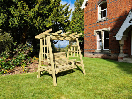 Pergola 2 Seater Chunky Wooden Garden Swing Seat - Churnet Valley