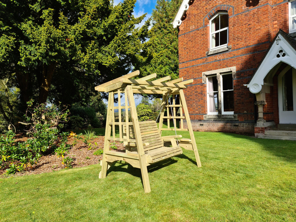 Pergola 2 Seater Chunky Wooden Garden Swing Seat - Churnet Valley