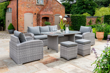 Longbeach Weave Style Garden Lounge Set with High Table (Seats 7)