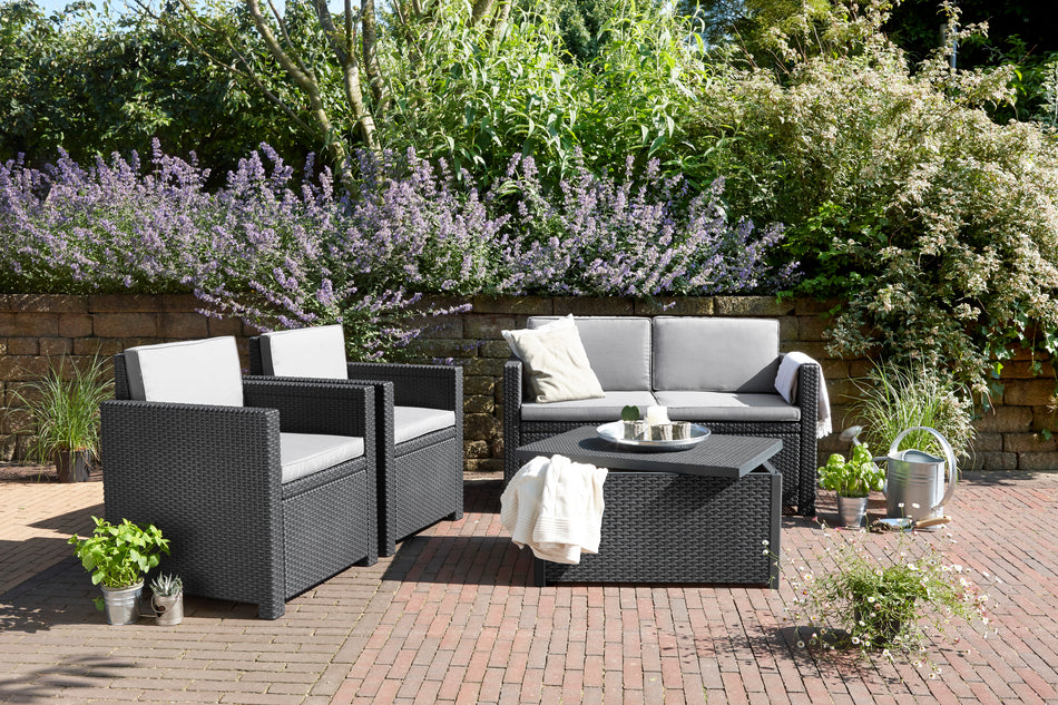 Armona Garden Lounge Wicker Style Sofa Set with Storage Table