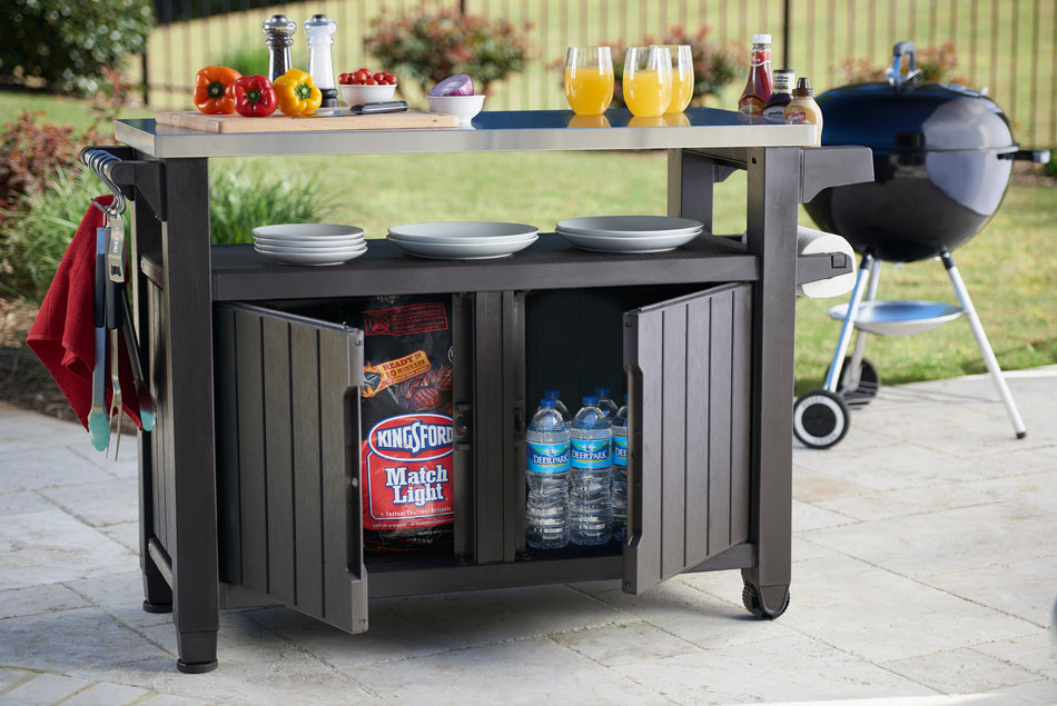 Norfolk Leisure Unity BBQ Double Table with Wheels (270 Litre Storage)