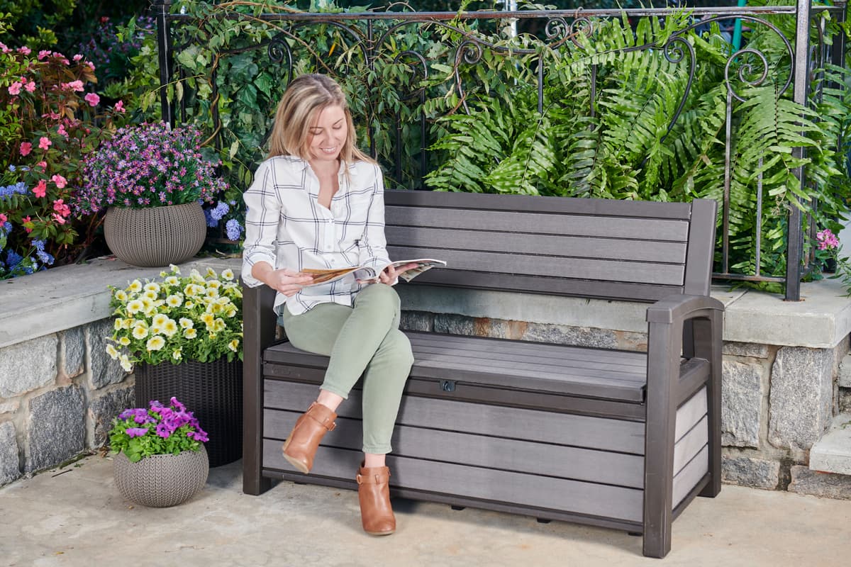 Hudson Duotech 227 Litre Garden Storage Bench - Grey