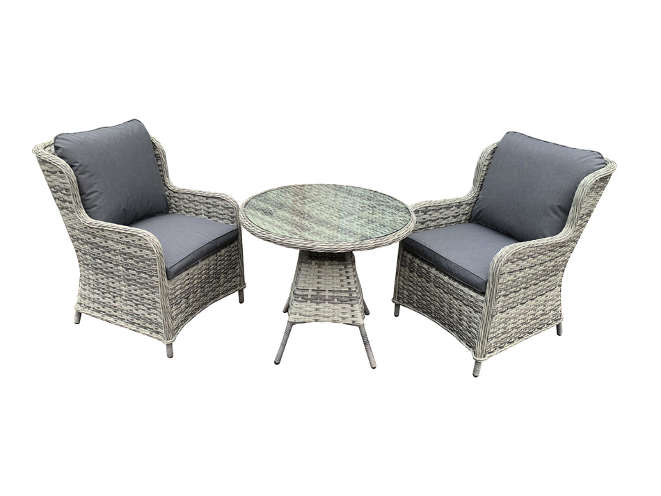 Wroxham Wicker Weave Style Garden Bistro Set with 2 Chairs