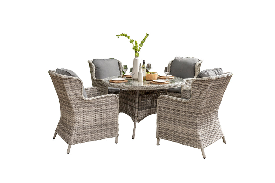 Wroxham 4 Seat Wicker Weave Garden Dining Set with 4 Chairs