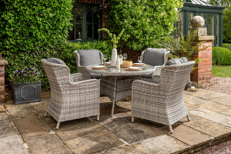 Wroxham 4 Seat Wicker Weave Garden Dining Set with 4 Chairs