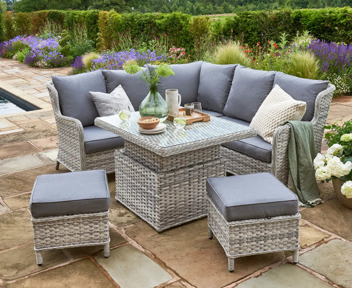 Wroxham Mini Corner Garden Lounge Set with Table & 2 Stools