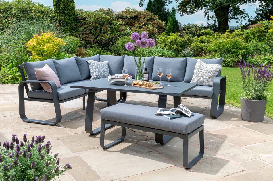 Babingley Corner Garden Lounge Set with High Dining Table & Comfy Bench (Seats 6)