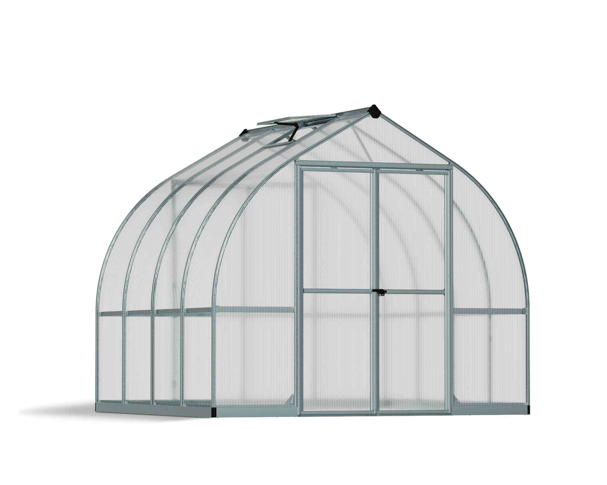 Bella Aluminium Frame 8ft x 8ft Polycarbonate Greenhouse in Silver - Canopia by Palram