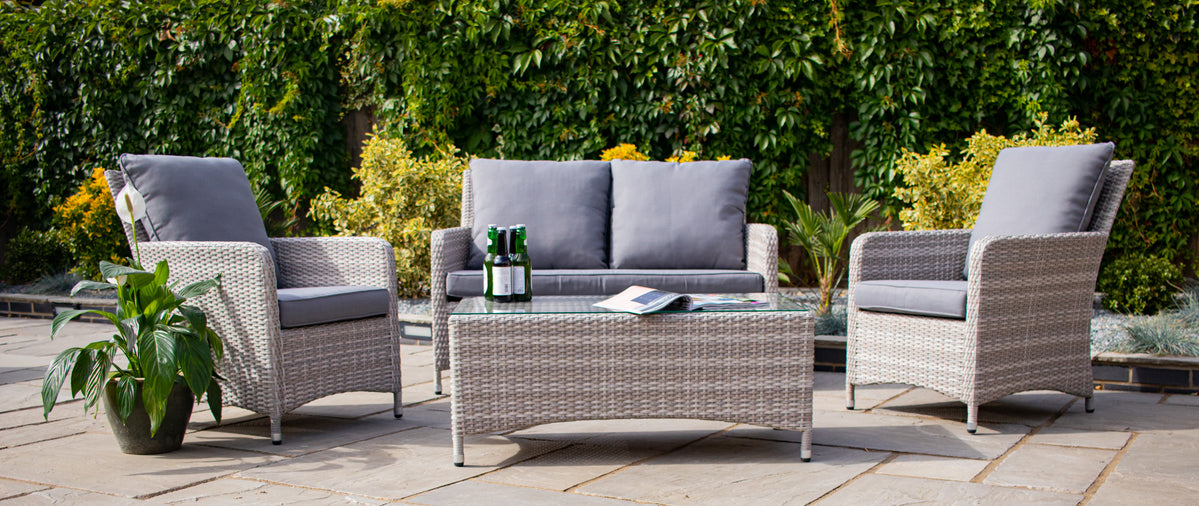 Weybourne Weave Garden Lounge Set with Sofa, 2 Lounge Chairs & Table