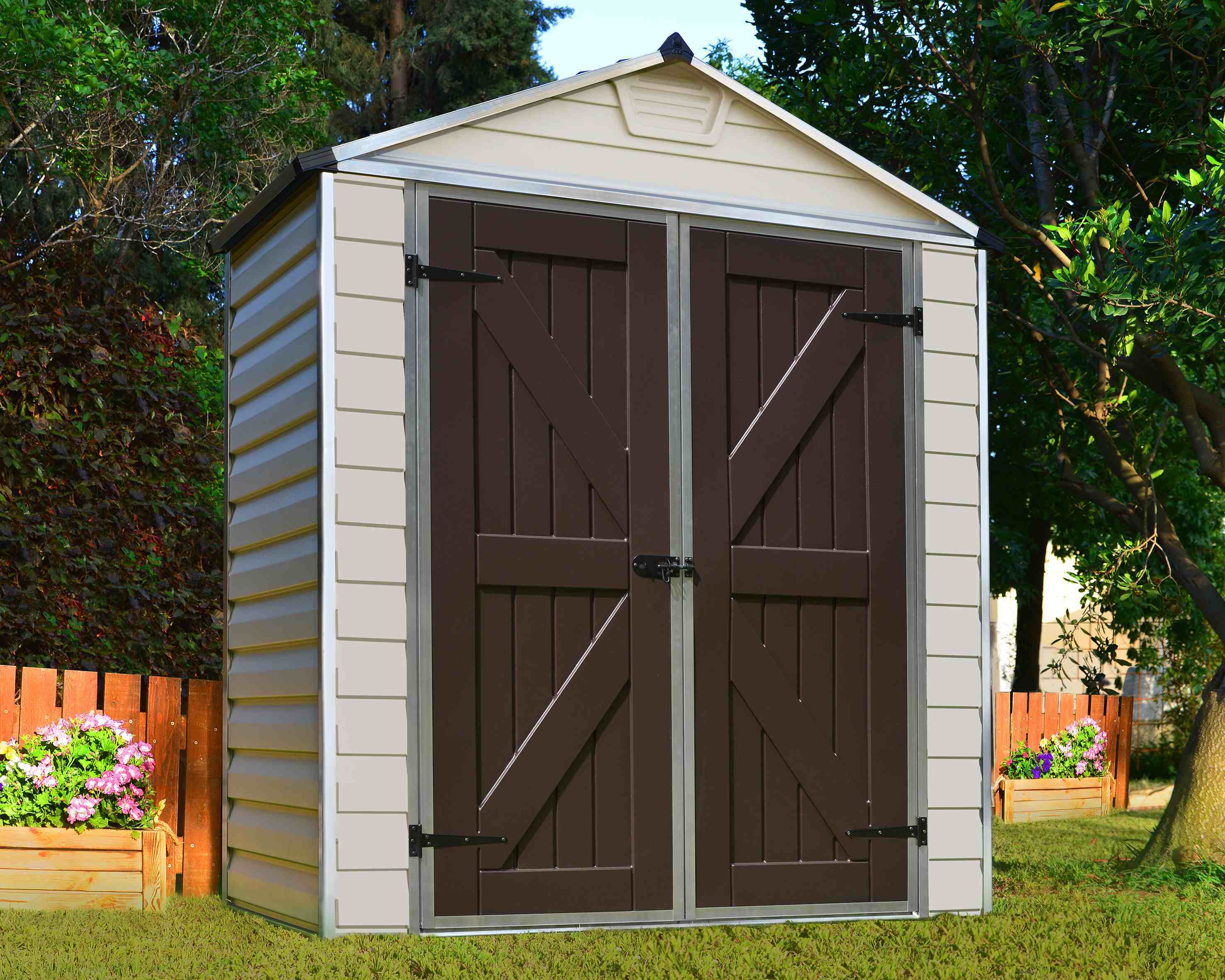 SkyLight Plastic 6x3 Dark Tan Apex Garden Shed - Canopia by Palram