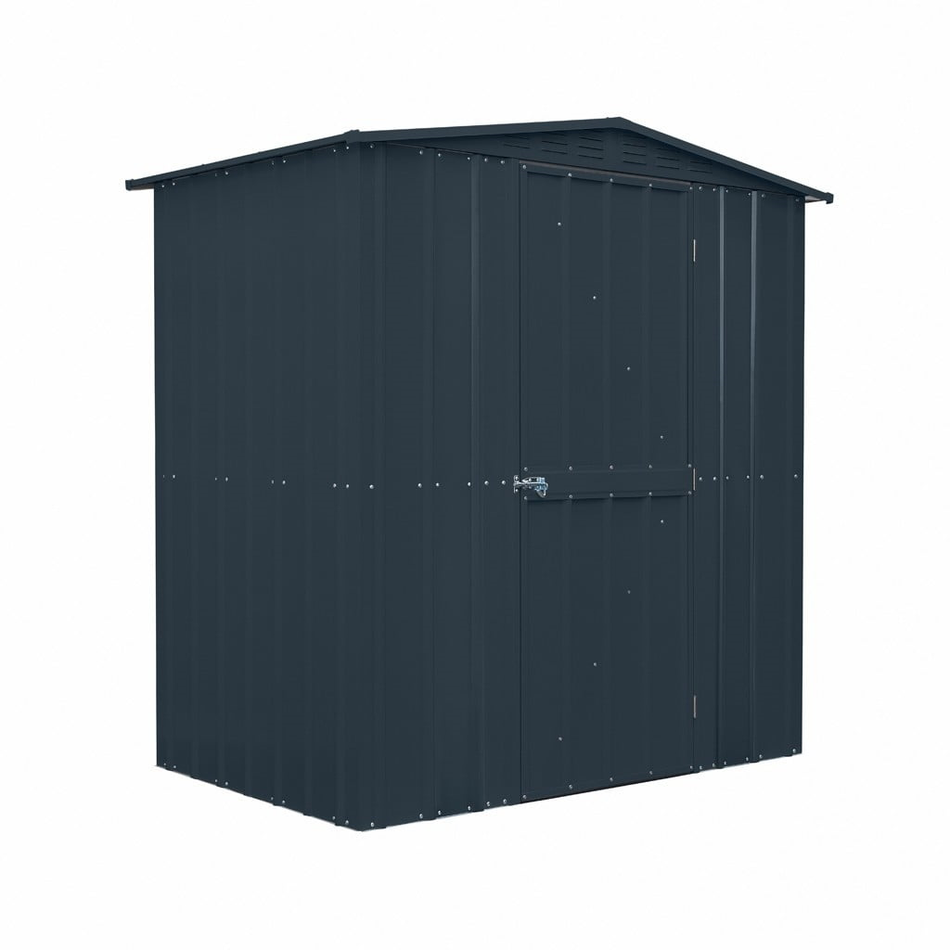 Globel 6x4ft Apex Hinged Single Door Small Metal Garden Shed - Anthracite Grey
