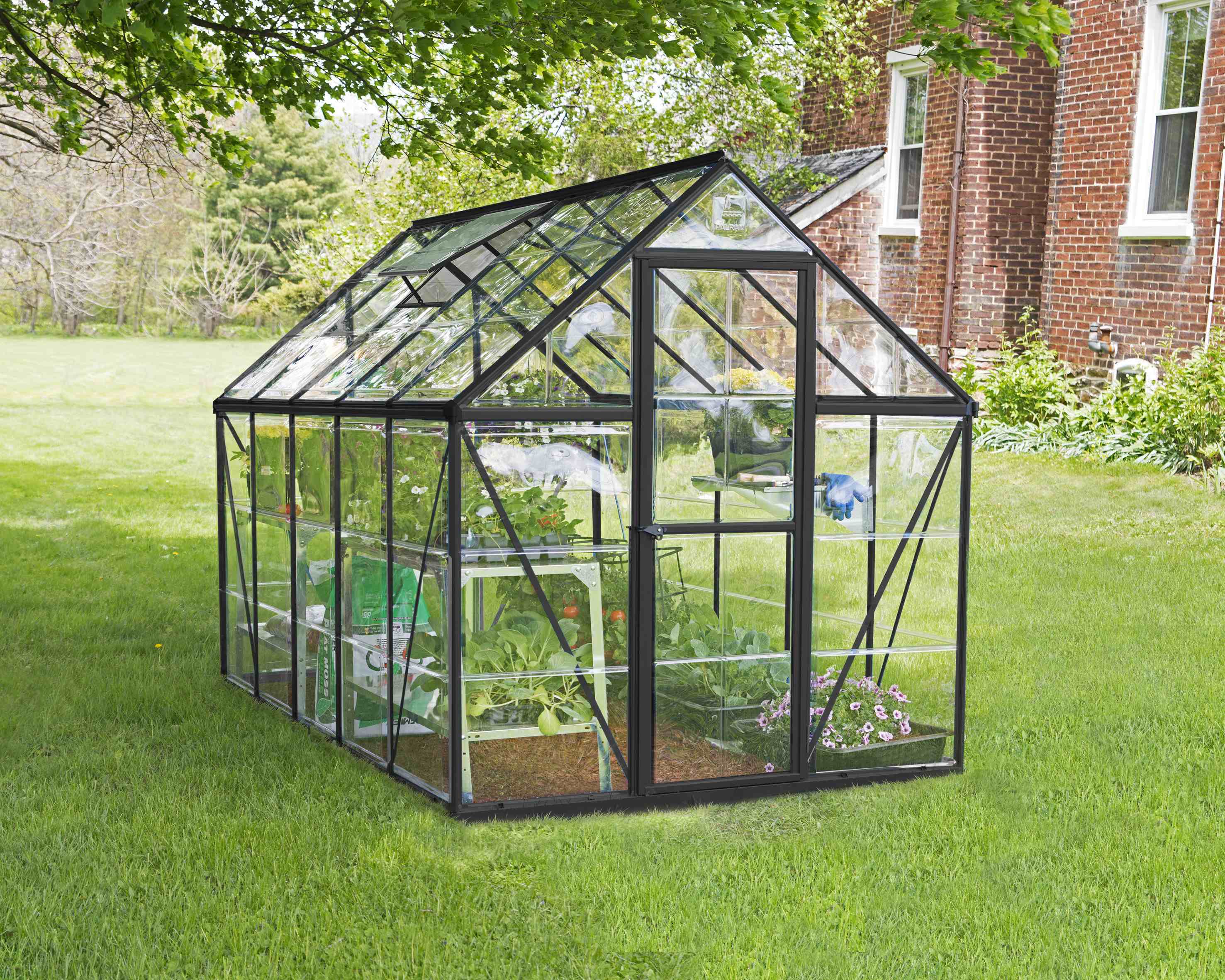 Harmony Aluminium Frame 6ft x 10ft Grey Polycarbonate Greenhouse - Canopia by Palram